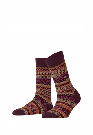 Burlington, FAIR ISLE SOCKEN - Socken - claret