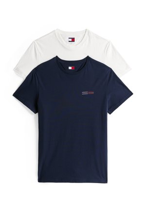 Tommy Jeans SLIM MIX 2 PACK - T-shirts basic - ecru/dark night navy