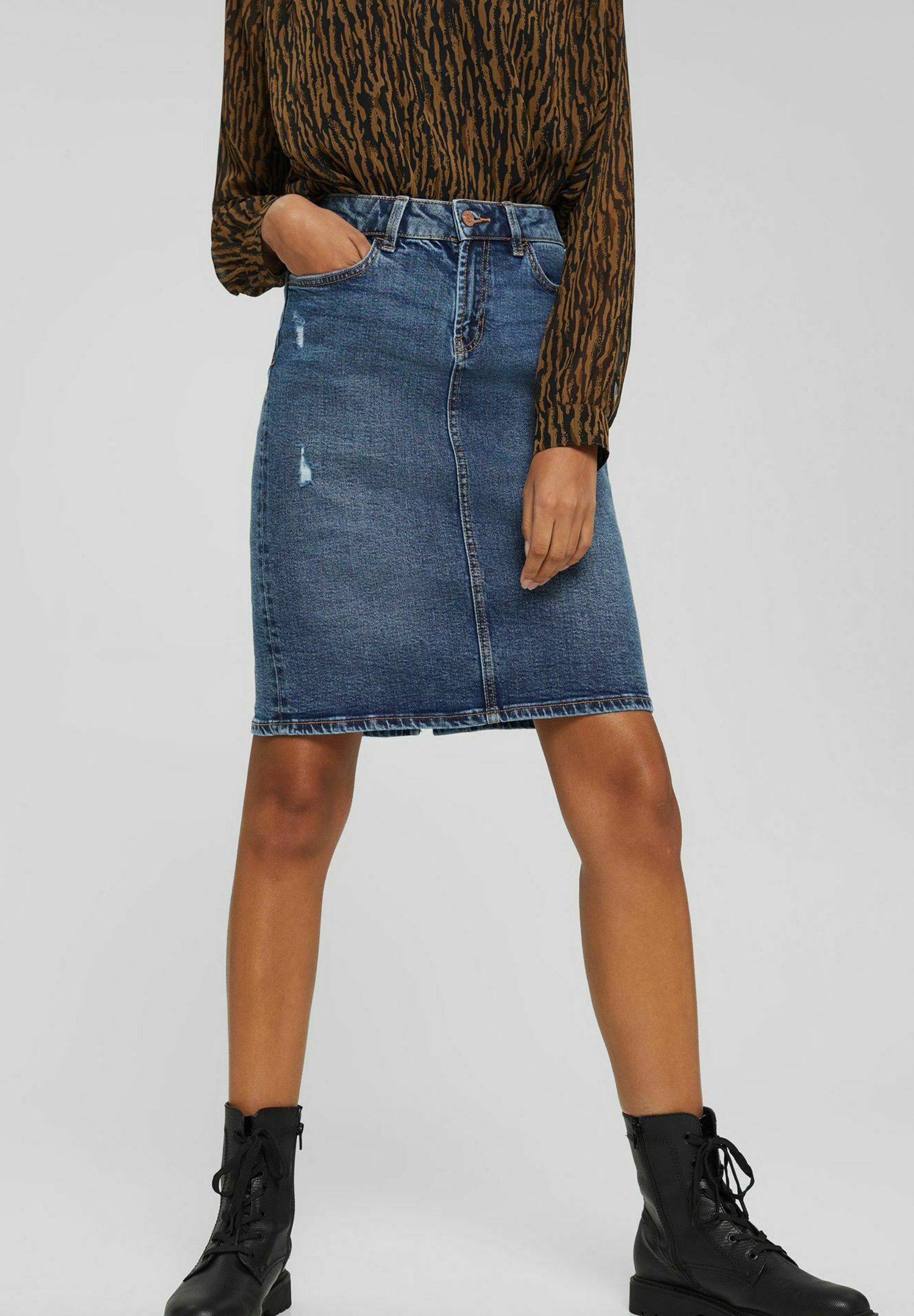 Esprit Gonna di jeans - blue dark washed/blu scuro screziato - Zalando.it