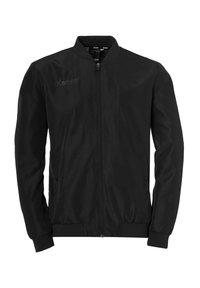 Veste bomber noire en tissu léger, dotée d'une fermeture éclair sur le devant, de poignets côtelés et de deux poches latérales. Logo brodé sur la poitrine.