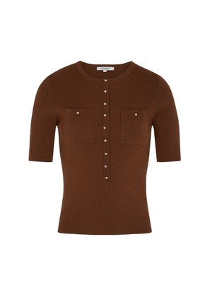 Morgan, MORGAN MORGAN SHORT-SLEEVE ROUND-NECK SWEATER - T-shirts basic - marron chocolat