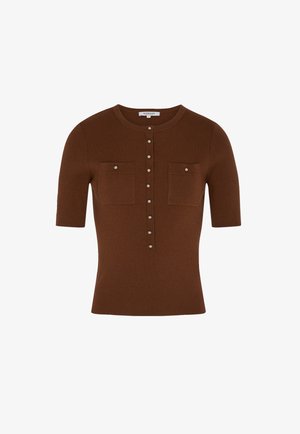 Morgan, MORGAN MORGAN SHORT-SLEEVE ROUND-NECK SWEATER - T-shirts basic - marron chocolat