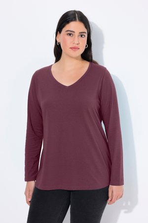 Ulla Popken, LANGARM BASIC & V-AUSSCHNITT - Maglione - dark berry