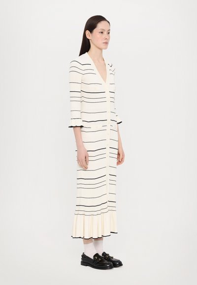 sandro ROBE FRILL POIGNET RAYURES - Freizeitkleid - ecru