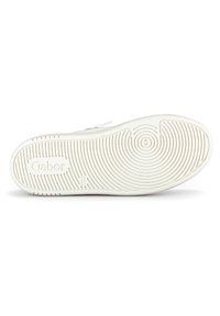White rubber shoe sole with textured grip, circular patterns, and "Gabor" branding embossed on the surface. Flat profile and no heel.