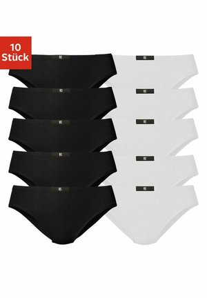 Conjunto de 10 braguitas de algodón en blanco y negro. Presenta una textura suave con un diseño simple y un acento de logo en la cinturilla.