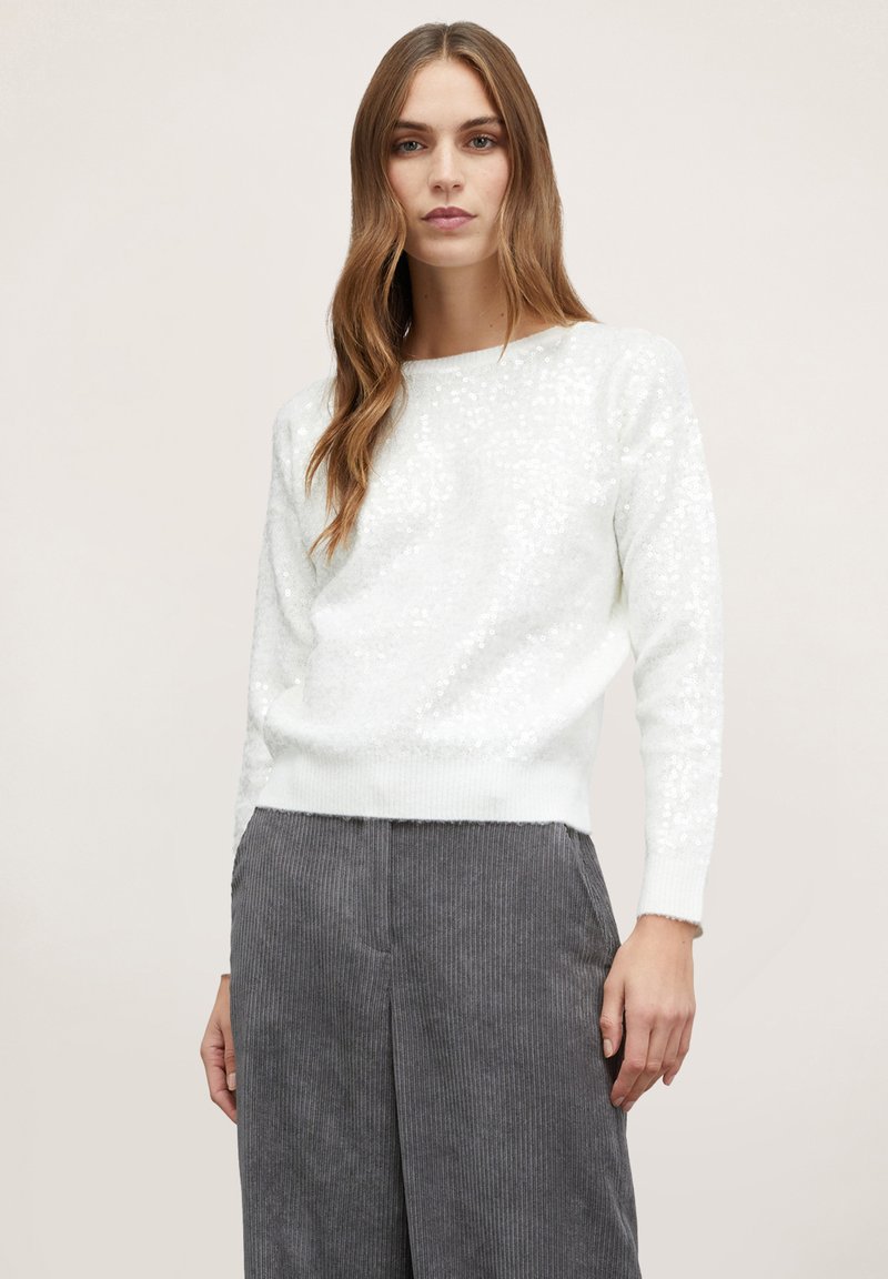 Motivi FULL PAILLETTES - Strickpullover - bianco