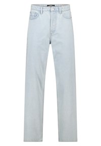 Vaaleansiniset suorat farkut, jotka on valmistettu sileästä denimmateriaalista. Niissä on napitus, viisi taskua ja klassiset ompeluyksityiskohdat.