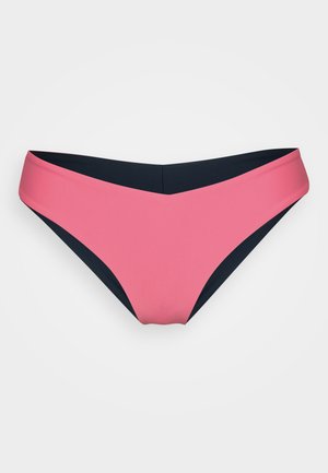 Rosa og marineblå bikini-bunn med en glatt tekstur, som har et høyt kutt på bena og en bred midjebånd for en trygg passform.