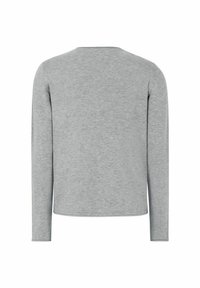 Grijs langsl auctions shirt van zachte stof, met een ronde halslijn en een eenvoudig, onopgesmukt ontwerp met een rechte zoom.