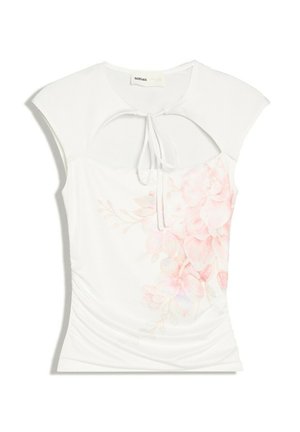 Bershka, SPLIT WITH PRINT - TOP - T-Shirt print - beige