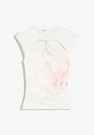 Bershka, SPLIT WITH PRINT - TOP - T-Shirt print - beige