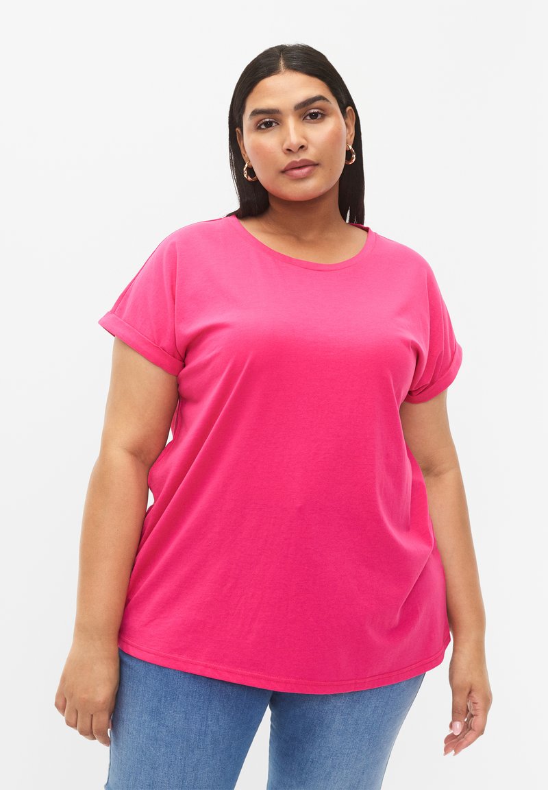 Zizzi - SHORT SLEEVED BLEND - Camiseta básica - raspberry sorbet, Ampliar