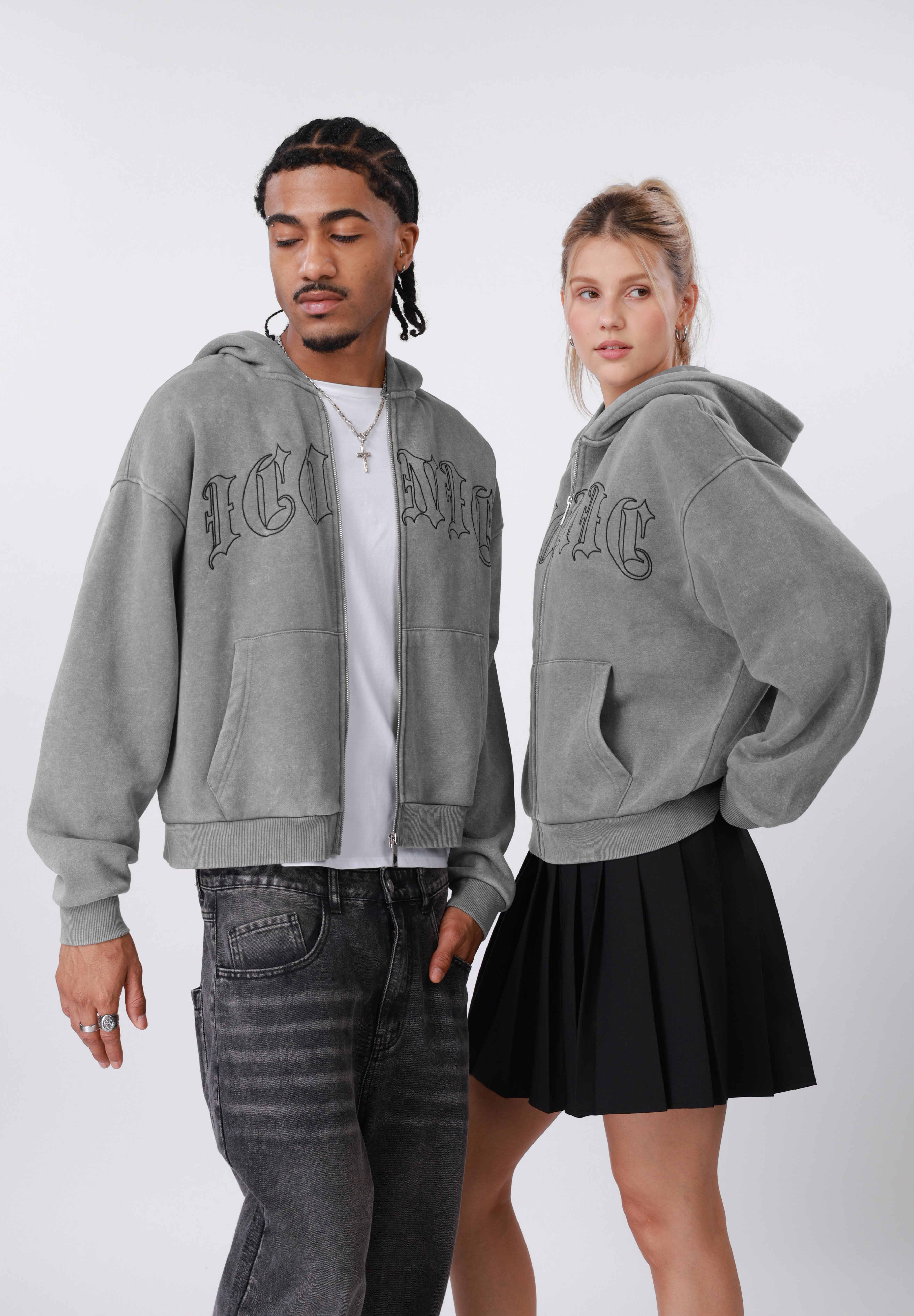 YOURTURN CROP HOODIE ZIPTHROUGH UNISEX - Camisola com fecho - mid