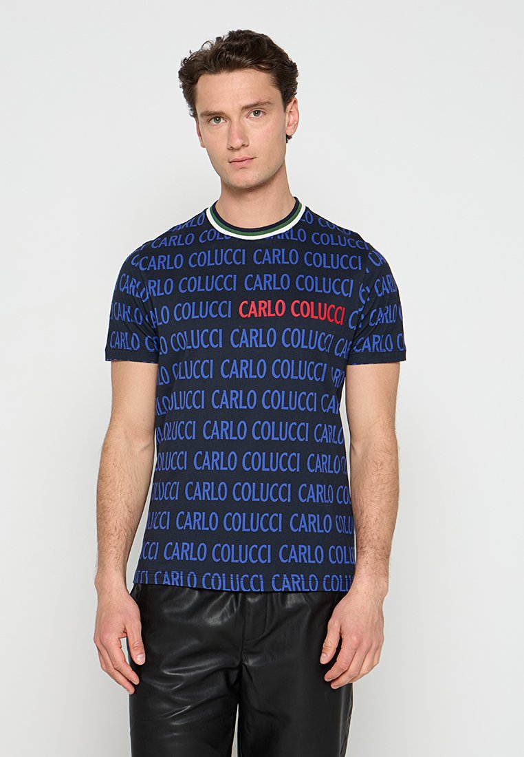 carlo colucci T-shirt print donkerblauw