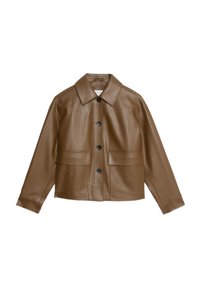 Bunda z umělé kůže - dark olive