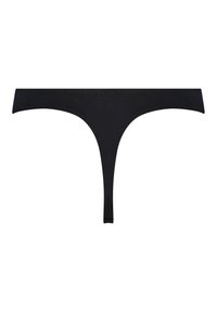 String noir avec une texture lisse, design minimaliste et côtés étroits. Dispose d'arêtes sans couture pour un ajustement discret.