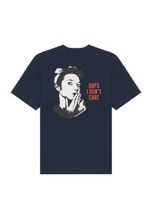 OOPS I DON'T CARE BACK HEAVYWEIGHT - Print T-shirt - dark blue