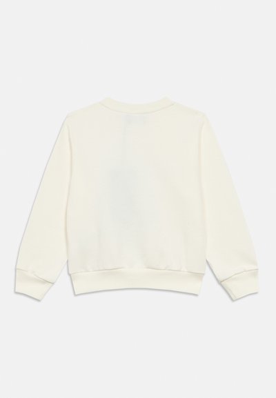 Φούτερ σε κρεμ απόχρωση με στρογγυλή λαιμόκοψη, μακριά μανίκια και ριμπ τελειώματα. Λείο υφασμάτινο υλικό, μινιμαλιστικός σχεδιασμός και χωρίς ορατά λογότυπα.