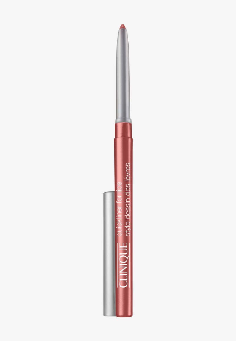 Crayon contour des lèvres Clinique Quickliner en teinte rose avec capuchon argenté retiré, montrant un crayon contour des lèvres rétractable et fin.