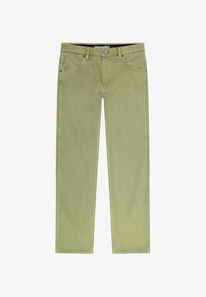 Lichtgroene Wrangler-jeans van katoen, met een rechte pasvorm, vijf zakken en metalen hardware, met subtiele textuur en stikdetails.