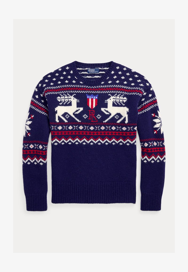 Polo Ralph Lauren DEER JACQUARD WOOL SWEATER - Striktrøje - navy combo