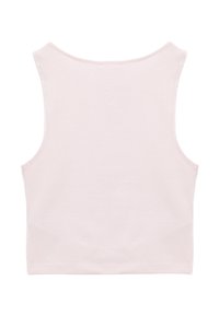 Lichtroze katoenen tanktop met een naadloos ontwerp, ronde hals en brede banden. Soepele textuur, cropped lengte met schone randen.