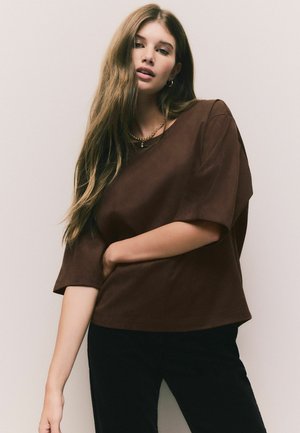 REGULAR FIT BOXY FITTED HEAVYWEIGHT  - T-paita - chocolate brown
