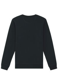 Tummanvihreä huppari pitkilla hihoilla, ribbaetuilla hihansuilla ja pyöreällä kaula-aukolla. Pehmeä kangas, jossa on sileä textura ja ei näkyviä kuvioita.