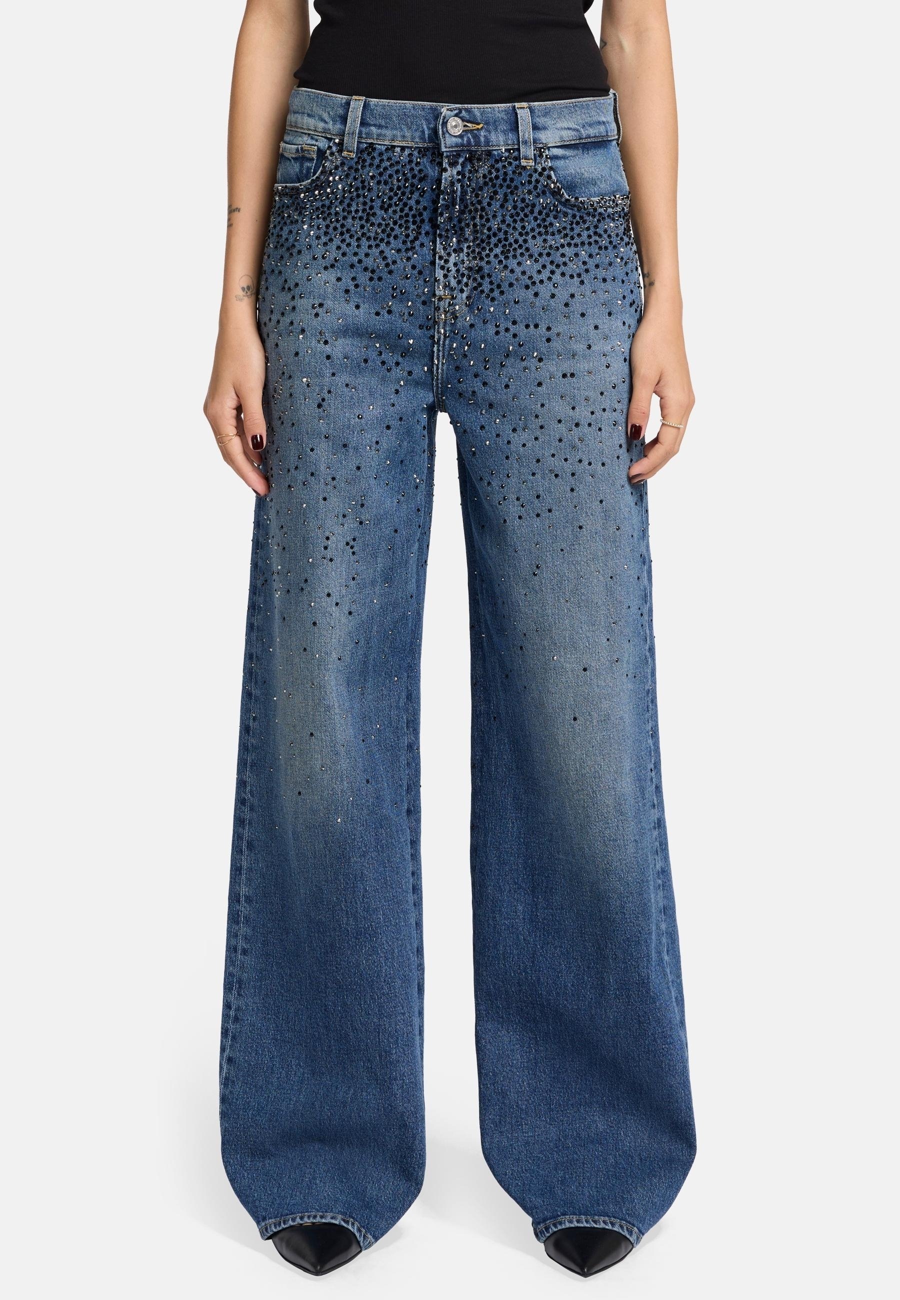 【in a row】Balloon Incision Wide Denim 7 for all mankind BALLOON - Wide leg/niebieski denim