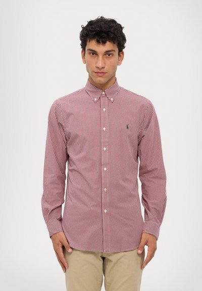Polo Ralph Lauren CUSTOM FIT GINGHAM STRETCH POPLIN SHIRT - Ing - wine/white