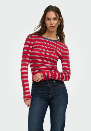 ONLY, ONLVAL L/S O-NECK STRIPE TOP JRS - Longsleeve - scooter