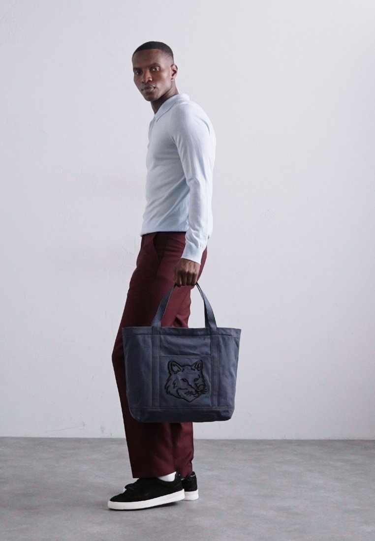 Maison Kitsuné FOX HEAD LARGE UNISEX - Tote bag - slate grey