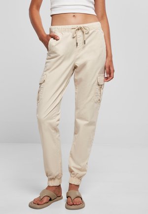 Urban Classics HIGH WAIST - Pantalon cargo - whitesand