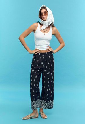 PRINTED CULOTTE - Trousers - mottled dark blue