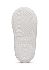 Suola in gomma bianca con motivi a cerchi concentrici, bordi scanalati e logo impresso "Falcotto" al centro. Taglia 19 indicata.