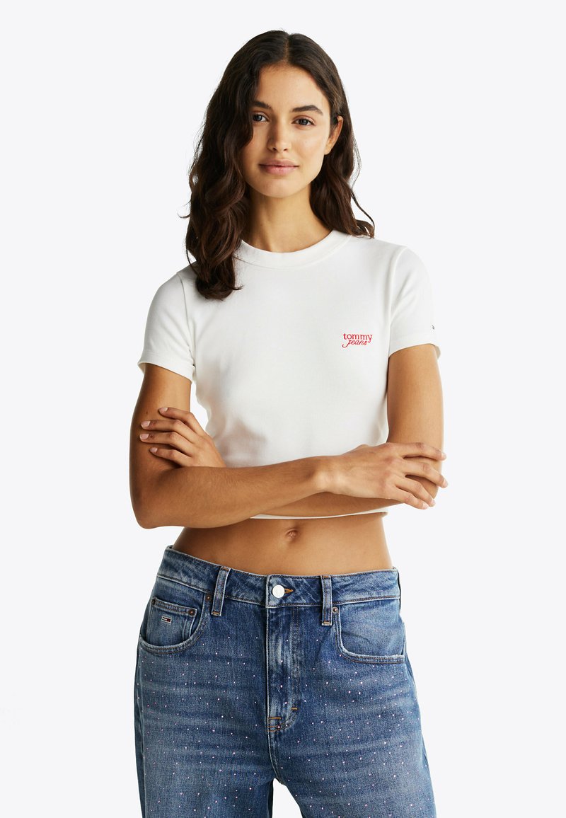 Tommy Jeans SLIM - T-shirts print - ecru