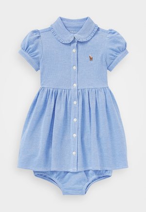 Polo Ralph Lauren KNIT MESH OXFORD DRESS & BLOOMER - Vestido informal - harbor island blue