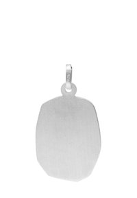 Plain silver pendant with an irregular rounded shape and a small loop marked "925" for attaching to a chain or necklace.
