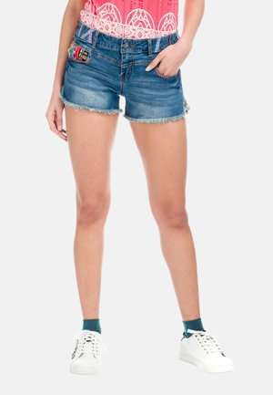 Koroshi FRINGED ETHNIC - Jeansshort - azul med medium blue