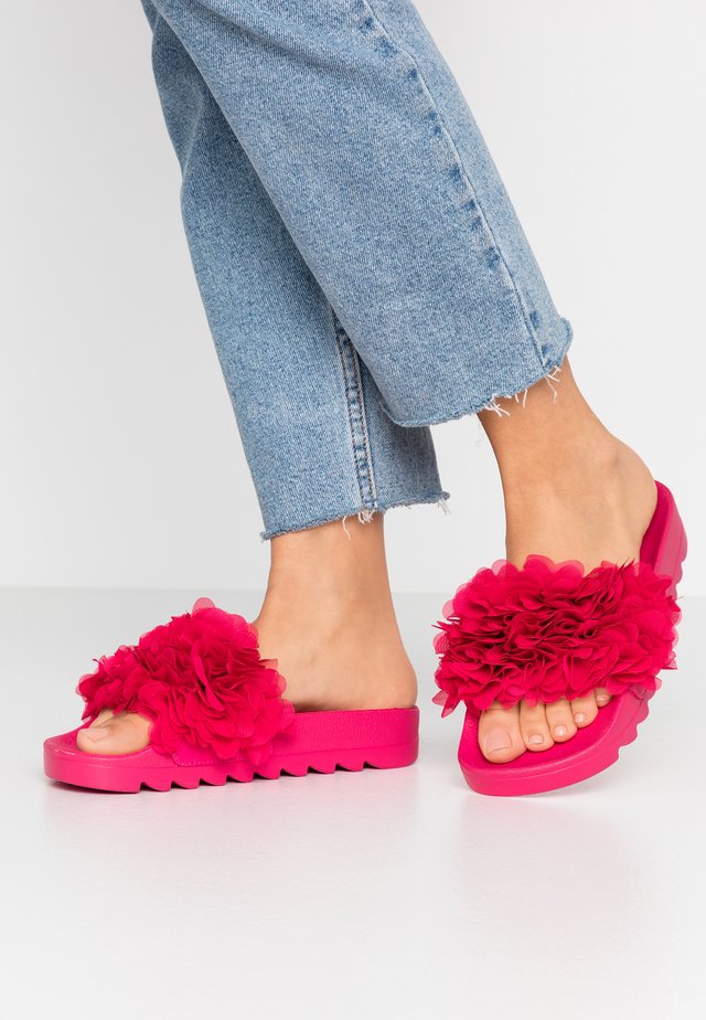 SLIDE FLOWER - Klapki - fuxia