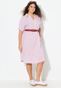 Ulla Popken COASTAL STRIPED SHORT SLEEVE COLLARED - Jurk - cool pink