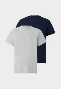 JPRBLA BASIC TEE TURTLE 2 PACK - Paprasti marškinėliai - navy blazer/light grey melange