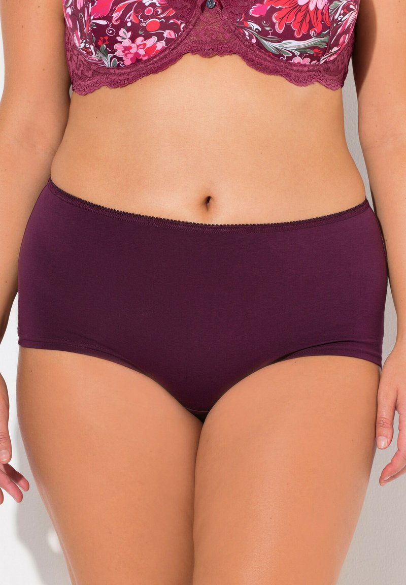 Briefs hipster in cotone borgogna con texture liscia e fascia elastica, caratterizzati da un design pulito e senza motivi o dettagli visibili.
