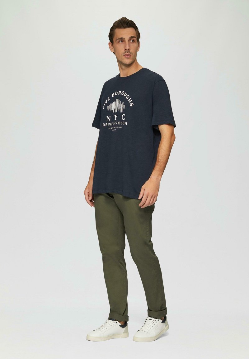 s.Oliver MIT FLAMMGARNSTRUKTUR - T-Shirt print - navy