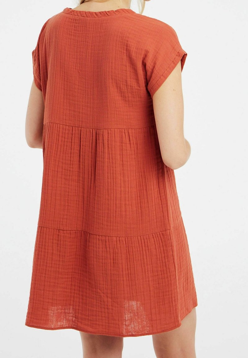 white christmas dresses Orange Denim Washed Dress – Casual & Cute Fit main image 1