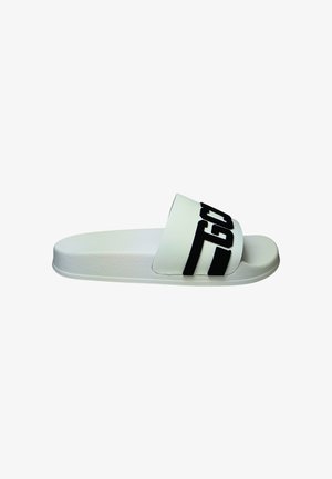 GCDS, SCARPE UOMO GCDS SLIDERS LOGO CHAIN WHITE-BLACK - Ciabattine - bianco