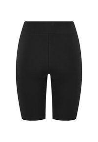 Cuissard de cyclisme noir ajusté longueur genou avec taille haute et détails de couture devant et derrière.