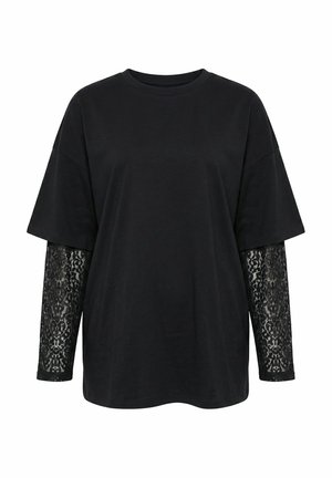 Studio Untold, LAYERED LEOPARD MESH TEE - Langarmshirt - black