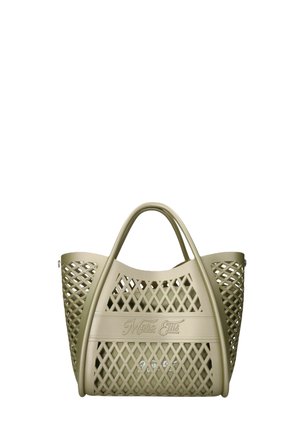 Borsa tote beige Marc Ellis con motivo a taglio a forma di diamante e due manici, realizzata in materiale plastico resistente.